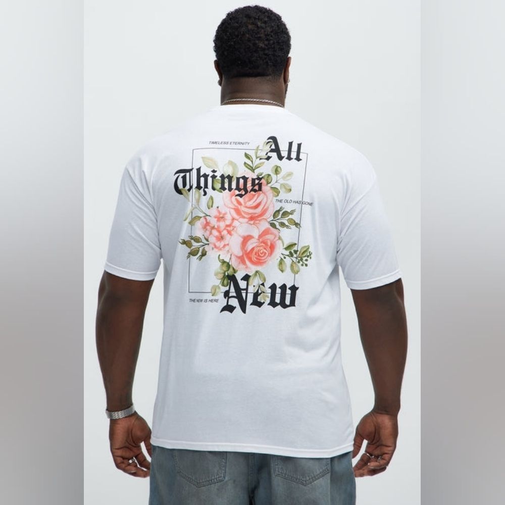 Graphic All Things New Short Sleeve White Tee - Picture 1 of 5